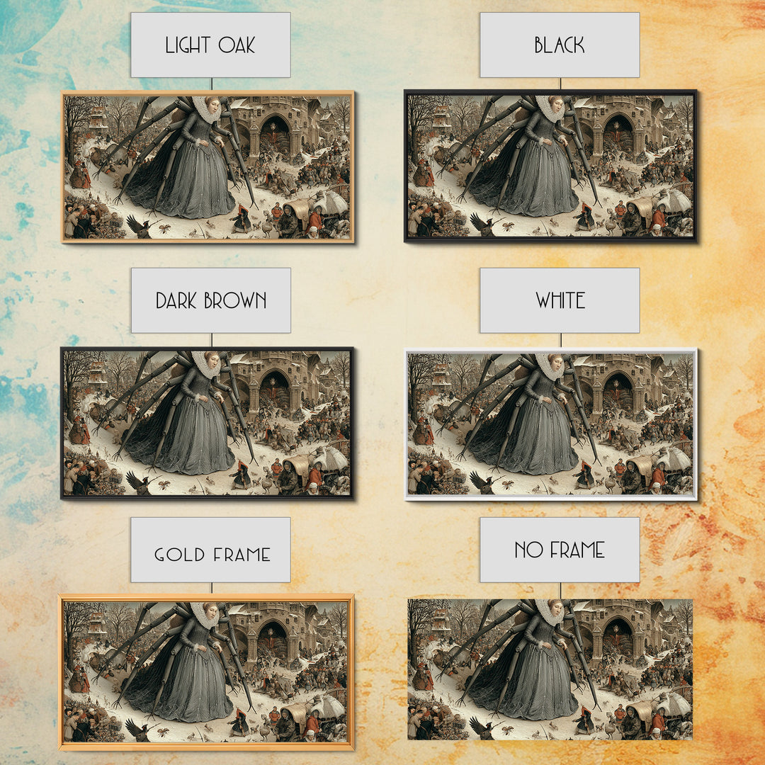 The Spider Queen, Northern Renaissance Horror, Wide Panoramic Art, Gothic Horror Wall Art, Canvas Print, Halloween Wall Art