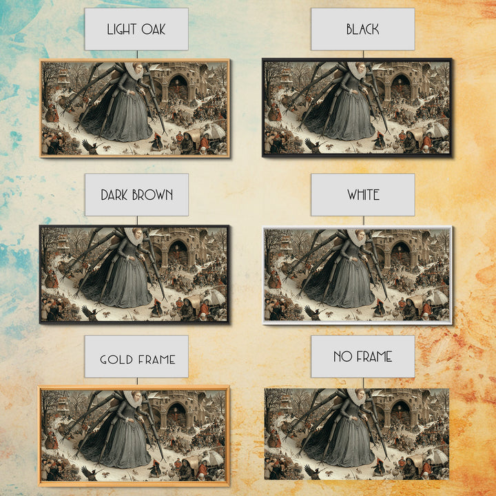 The Spider Queen, Northern Renaissance Horror, Wide Panoramic Art, Gothic Horror Wall Art, Canvas Print, Halloween Wall Art