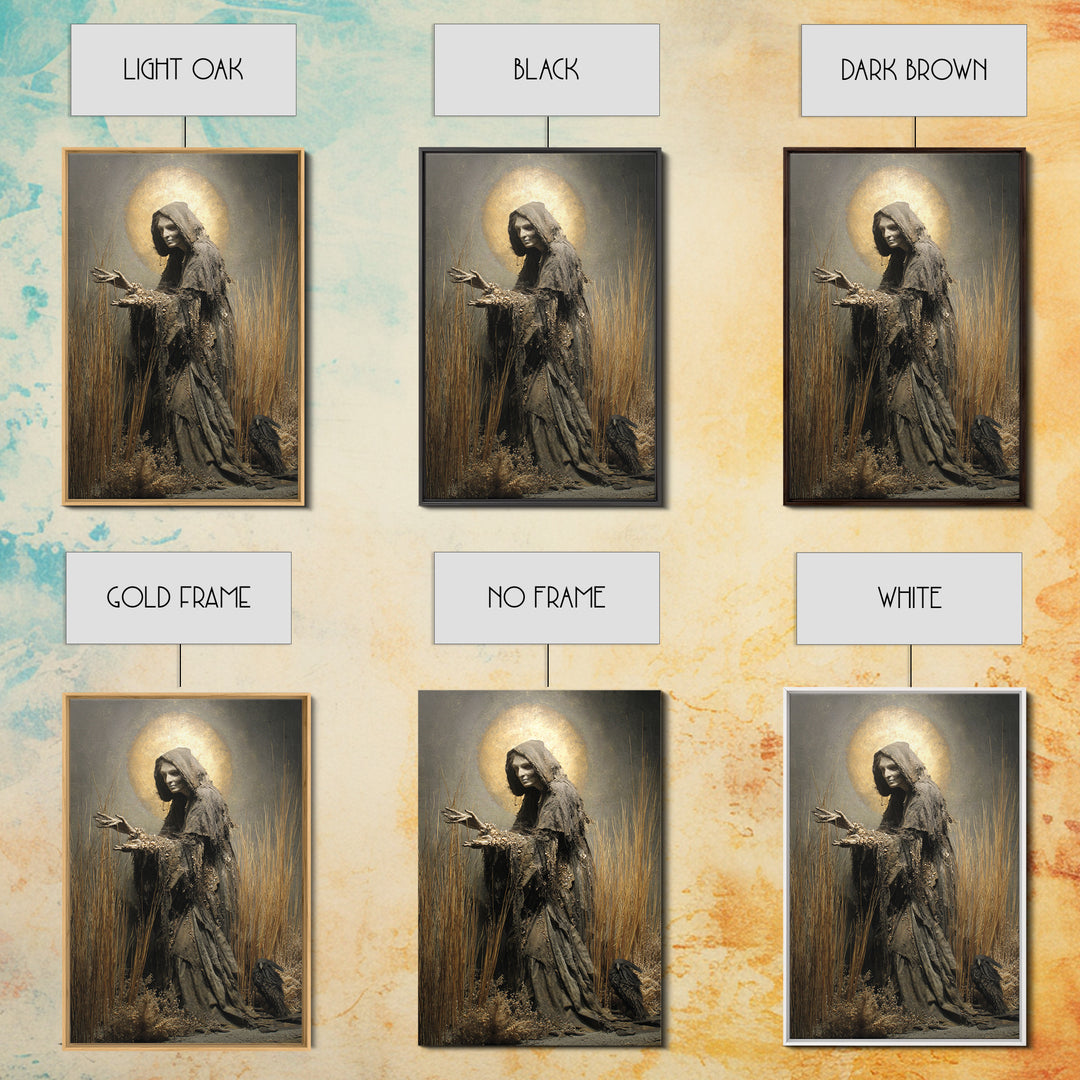 The Salt-Marsh Witch, Dark Renaissance Art, Vertical Wall Art, Dark Fantasy Wall Art, Canvas Print, Halloween Wall Art