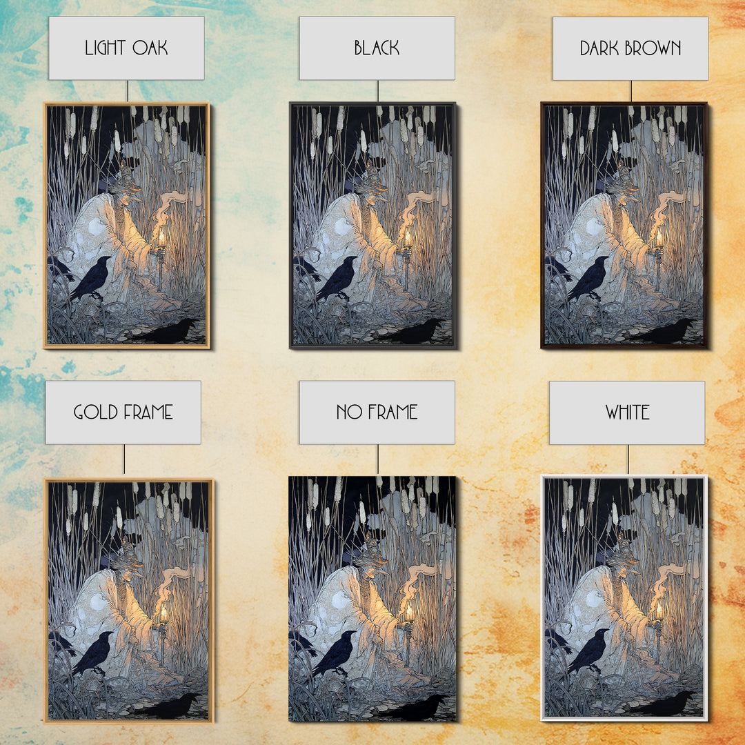 The Salt-Marsh Witch, Stained Glass Gothic Art, Vertical Wall Art, Gothic Horror Wall Art, Canvas Print, Halloween Wall Art