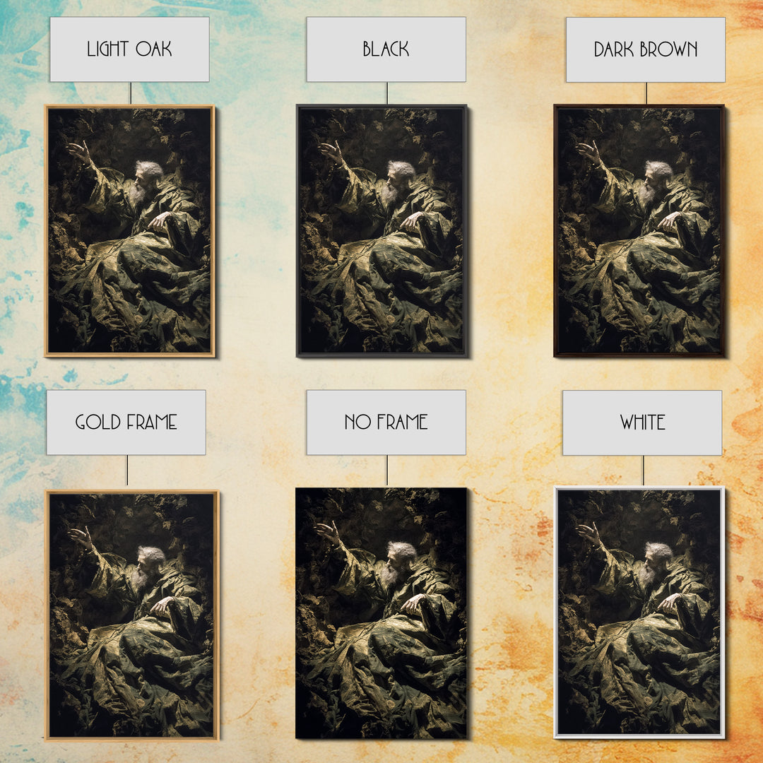The Cave Oracle, Baroque Witchcraft Art, Vertical Wall Art, Macabre Wall Art, Framed Canvas Print, Halloween Wall Art