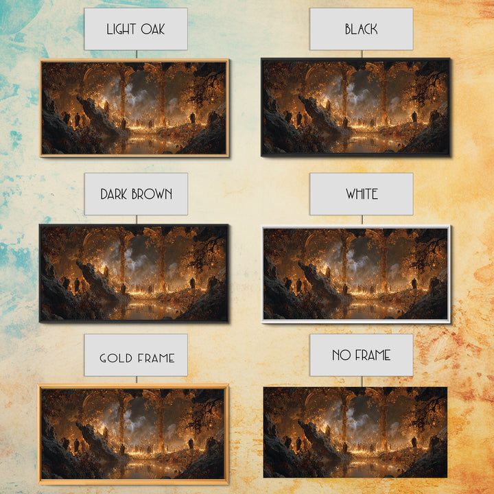 The Cave Oracle, Apocalyptic Romantic Art, Wide Panoramic Art, Gothic Horror Wall Art, Canvas Print, Halloween Wall Art