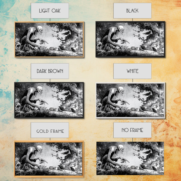 The Orchard Hag, Expressionist Nightmare Art, Wide Panoramic Art, Dark Halloween Decor, Canvas Print, Halloween Wall Art