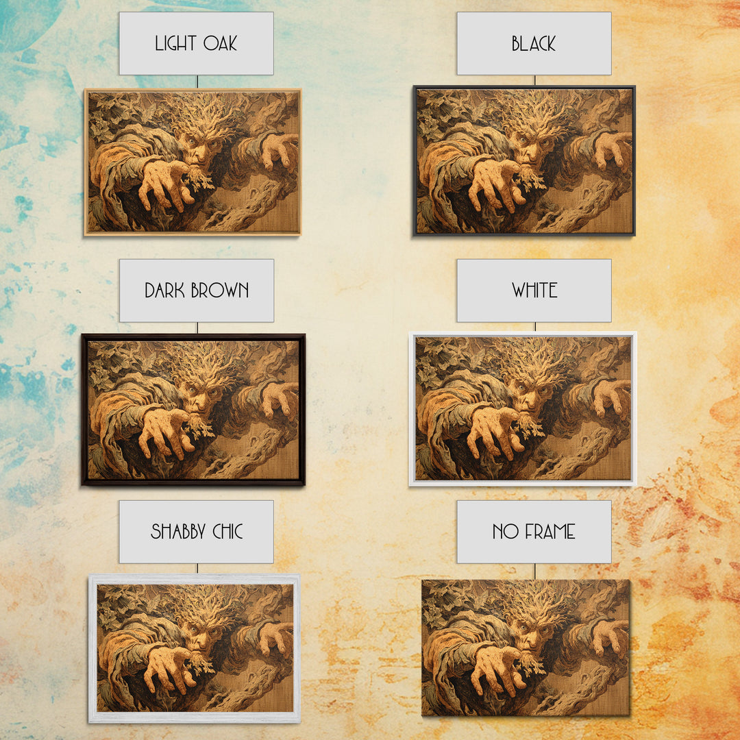 The Hollow-Tree Monster, Dark Renaissance Art, Landscape Wall Art, Gothic Horror Wall Art, Framed Canvas Print