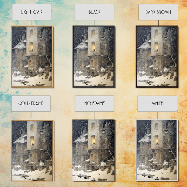 The Haunted Manor, Symbolist Death Art, Vertical Wall Art, Dark Fantasy Wall Art, Canvas Print, Halloween Wall Art