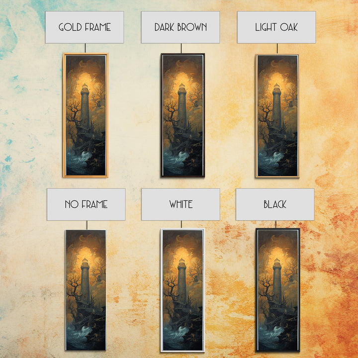 The Cursed Lighthouse, Surreal Apocalyptic Art, Tall Narrow Wall Art, Gothic Horror Wall Art, Framed Canvas Print