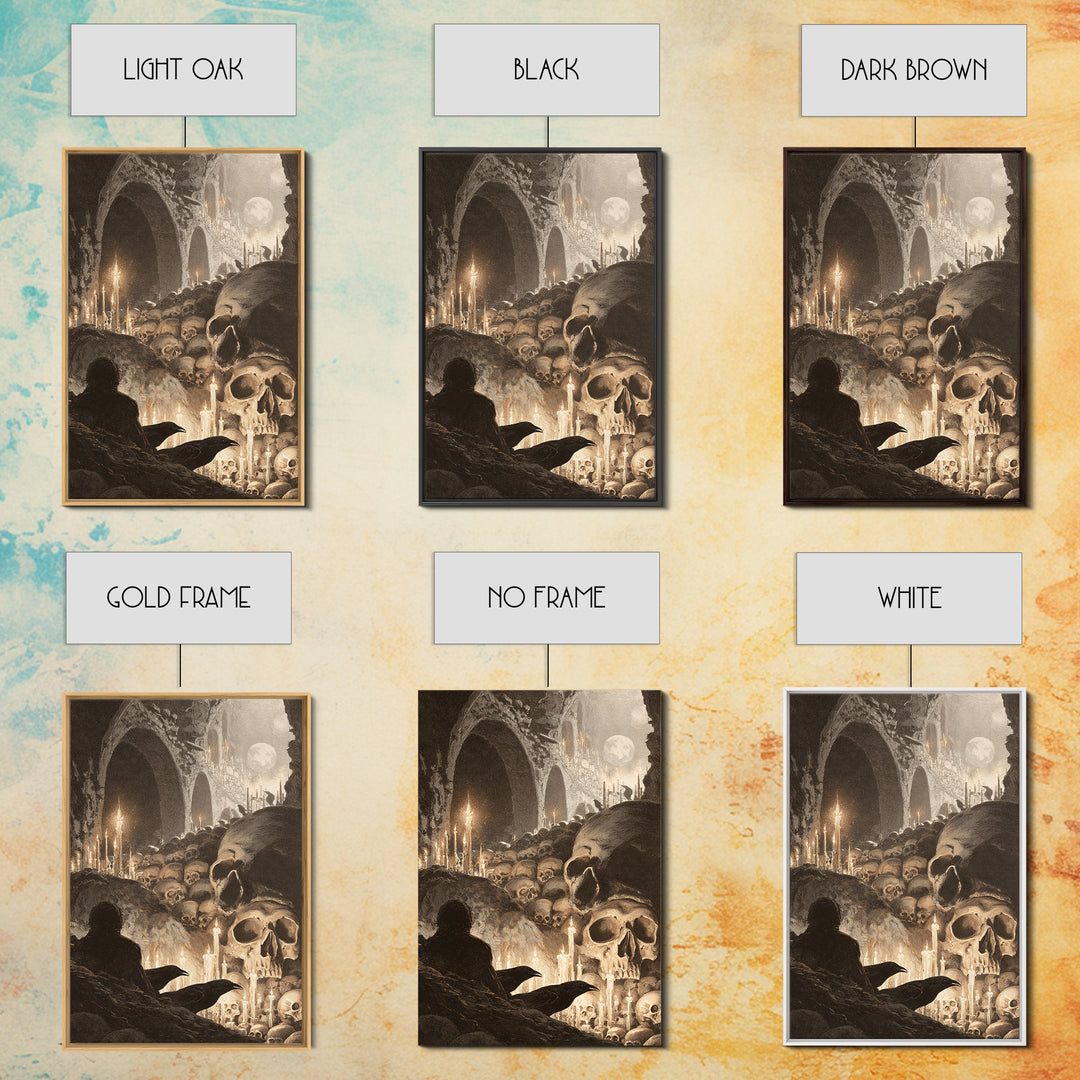The Endless Catacombs, Symbolist Etching Art, Vertical Wall Art, Dark Halloween Decor, Canvas Print, Halloween Wall Art