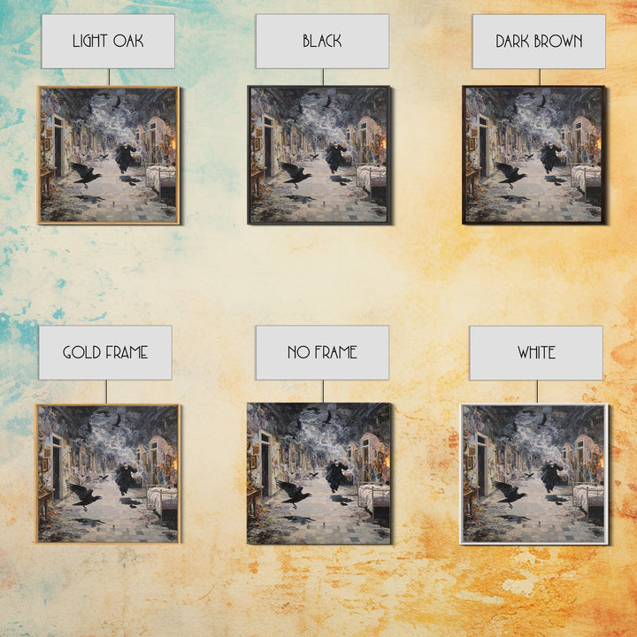 The Derelict Asylum, Grotesque Carnival Art, Square Wall Art, Gothic Horror Wall Art, Framed Canvas Print, Halloween Wall Art
