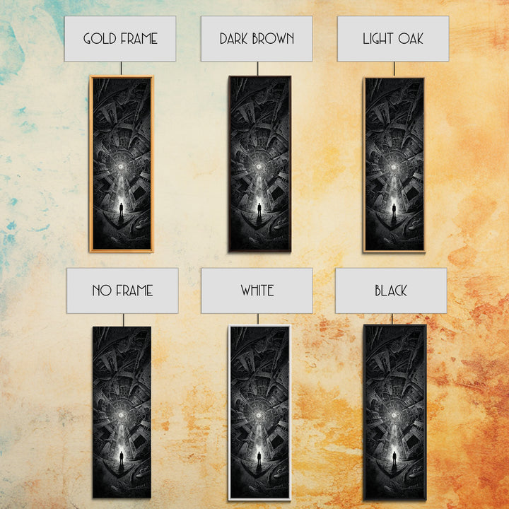 The Derelict Asylum, Biomechanical Horror Art, Tall Narrow Wall Art, Dark Fantasy Wall Art, Canvas Print, Halloween Wall Art