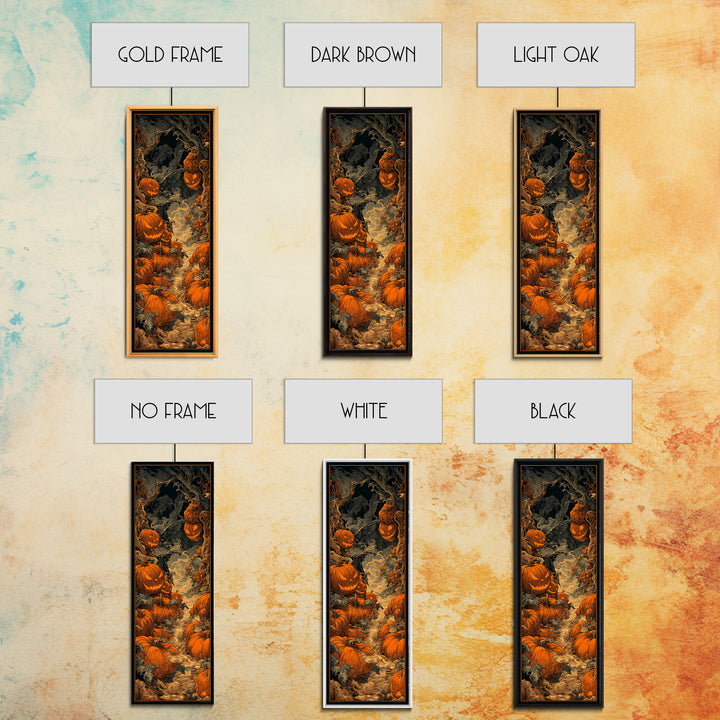 The Pumpkin Patch Maze, Biomechanical Horror Art, Tall Narrow Wall Art, Dark Halloween Decor, Framed Canvas Print, Halloween Wall Art