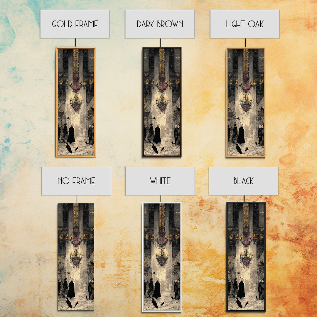 The Haunted Hotel, Stained Glass Gothic Art, Tall Narrow Wall Art, Gothic Horror Wall Art, Canvas Print, Halloween Wall Art