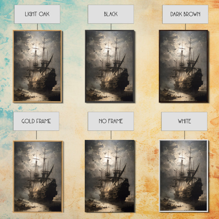 The Shipwreck Cove, Dark Romantic Horror Art, Vertical Wall Art, Dark Halloween Decor, Framed Canvas Print, Halloween Wall Art