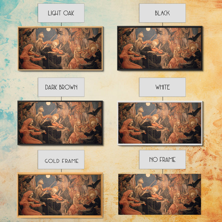 The Skeleton Orchestra, Dark Renaissance Art, Wide Panoramic Art, Gothic Horror Wall Art, Canvas Print, Halloween Wall Art
