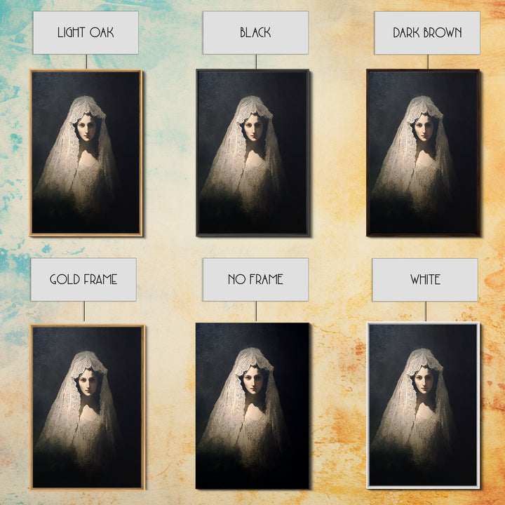 The Ghost Wedding, Dark Romantic Horror Art, Vertical Wall Art, Gothic Horror Wall Art, Framed Canvas Print, Halloween Wall Art