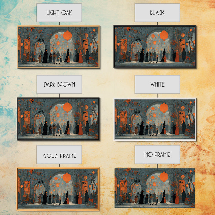 The Monster Parade, Symbolist Dream Art, Wide Panoramic Art, Gothic Horror Wall Art, Canvas Print, Halloween Wall Art