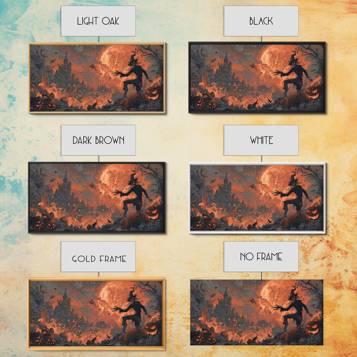 The Pumpkin-Carving Ritual, Apocalyptic Romantic Art, Wide Panoramic Art, Dark Halloween Decor, Canvas Print, Halloween Wall Art