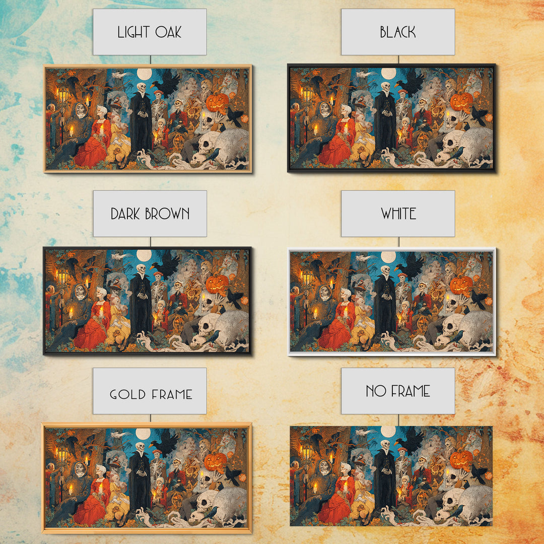 The Haunted Hayride, Danse Macabre Art, Wide Panoramic Art, Dark Fantasy Wall Art, Canvas Print, Halloween Wall Art