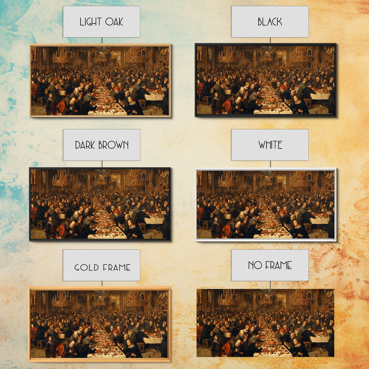 The Vampire Banquet, Northern Renaissance Horror, Wide Panoramic Art, Dark Halloween Decor, Canvas Print, Halloween Wall Art