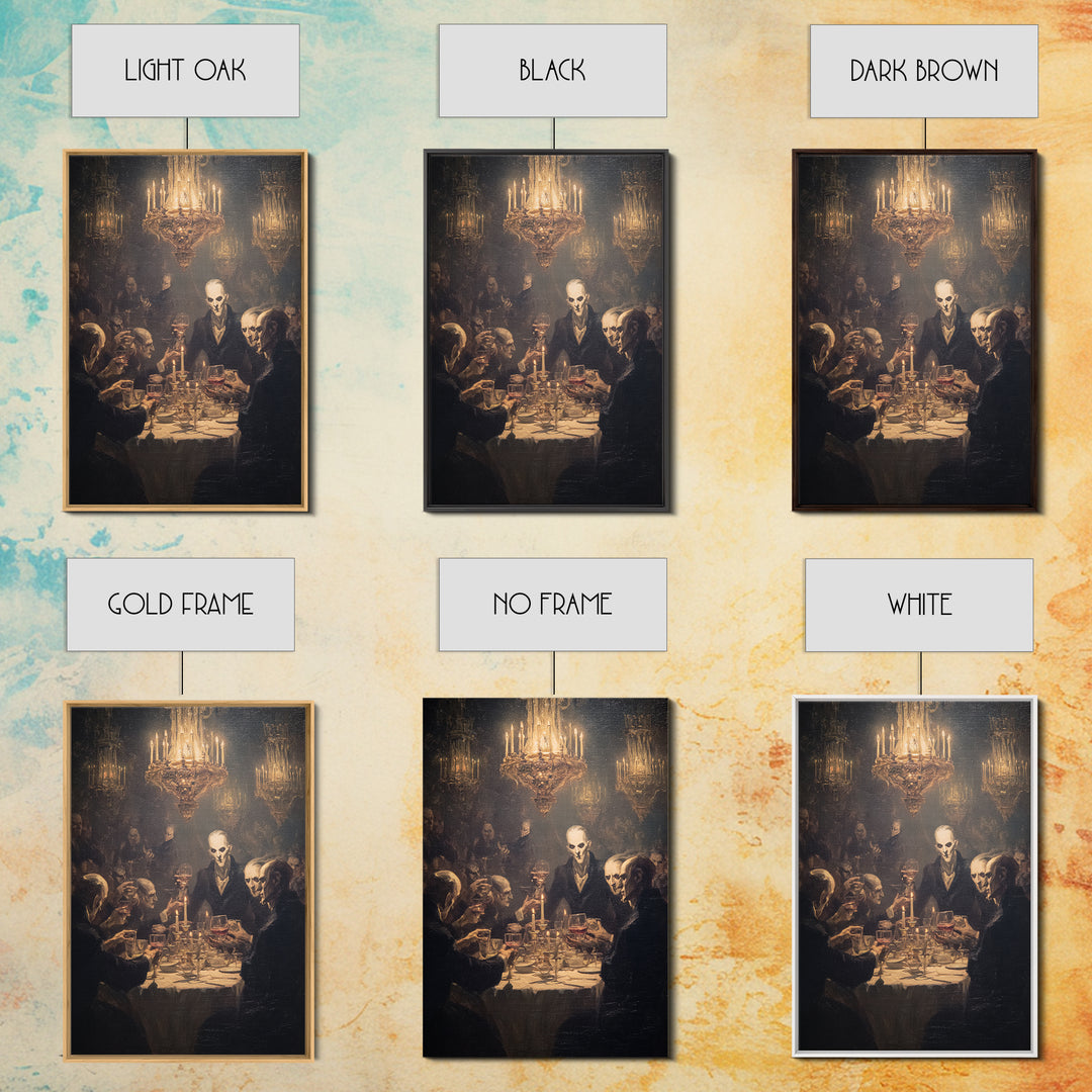 The Vampire Banquet, Expressionist Gothic Art, Vertical Wall Art, Dark Fantasy Wall Art, Framed Canvas Print, Halloween Wall Art