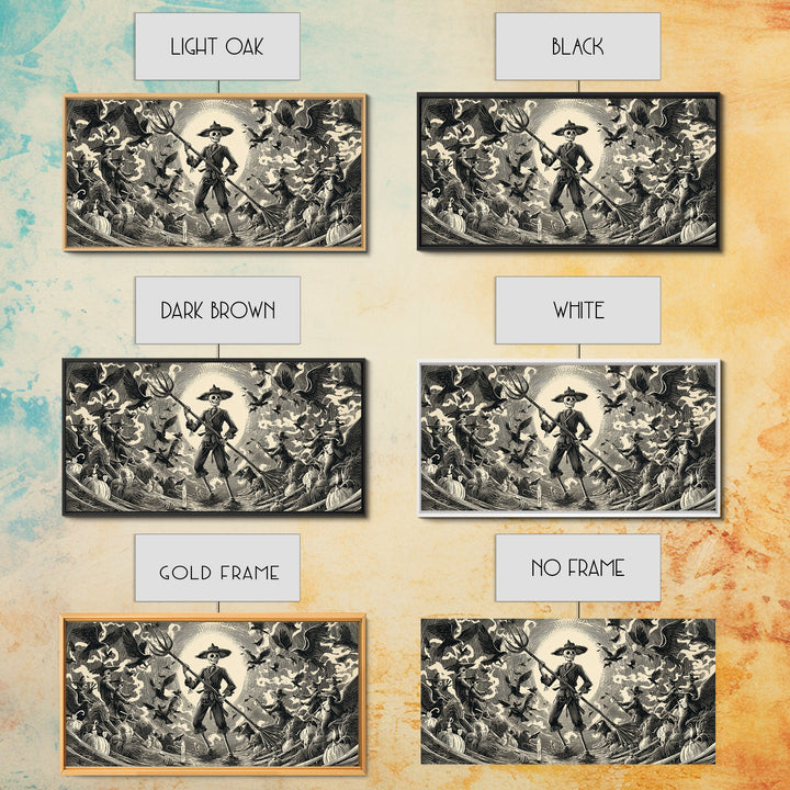 The Scarecrow Uprising, Macabre Folk Print Art, Wide Panoramic Art, Dark Fantasy Wall Art, Canvas Print, Halloween Wall Art