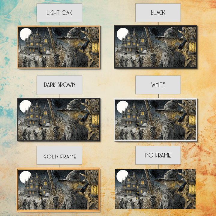 The Scarecrow Uprising, Victorian Macabre Art, Wide Panoramic Art, Macabre Wall Art, Framed Canvas Print, Halloween Wall Art