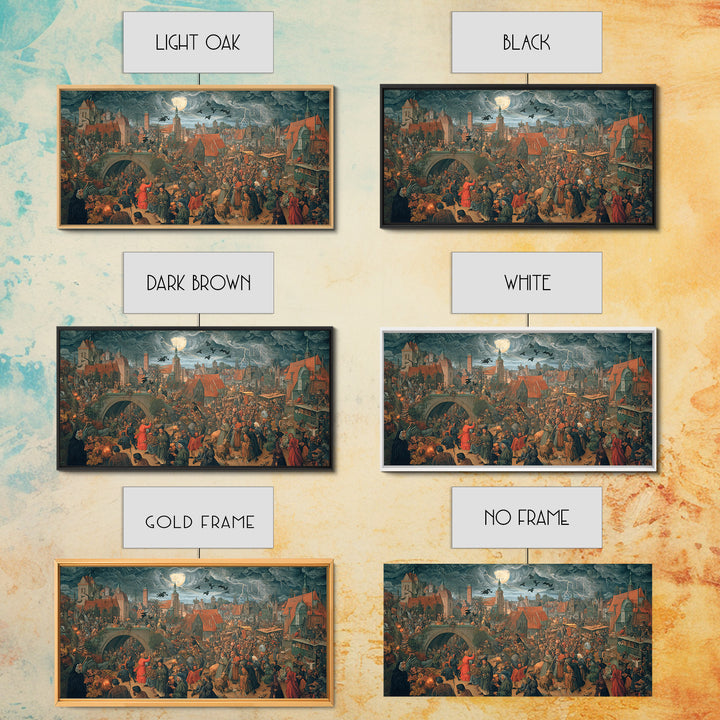 The Halloween Storm, Danse Macabre Art, Wide Panoramic Art, Macabre Wall Art, Framed Canvas Print, Halloween Wall Art