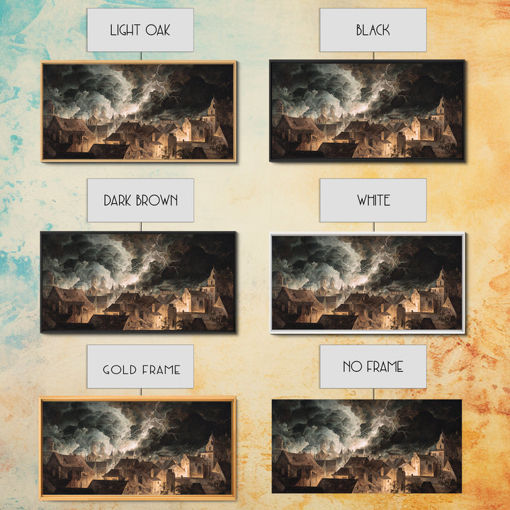 The Halloween Storm, Gothic Nightmare Art, Wide Panoramic Art, Dark Halloween Decor, Canvas Print, Halloween Wall Art