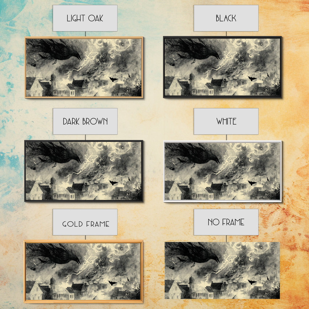 The Halloween Storm, Symbolist Dream Art, Wide Panoramic Art, Dark Halloween Decor, Canvas Print, Halloween Wall Art, Dark Fantasy Art