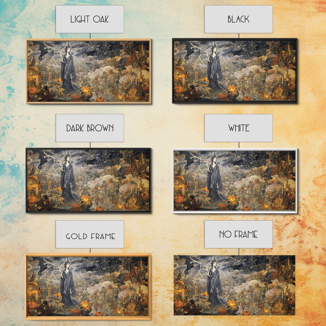 The Halloween Storm, Ornate Symbolist Art, Wide Panoramic Art, Macabre Wall Art, Canvas Print, Halloween Wall Art, Halloween Decor