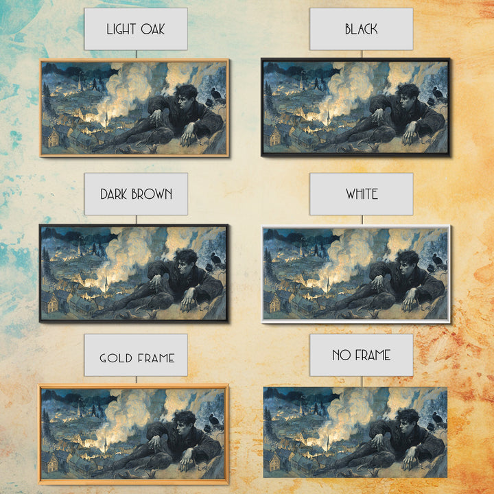 The Halloween Storm, Dark Symbolist Art, Wide Panoramic Art, Gothic Horror Wall Art, Canvas Print, Halloween Wall Art