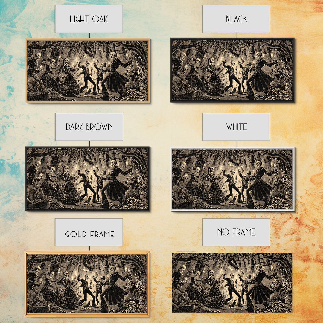 The Living Spellbook, Macabre Folk Print Art, Wide Panoramic Art, Dark Fantasy Wall Art, Framed Canvas Print, Halloween Wall Art