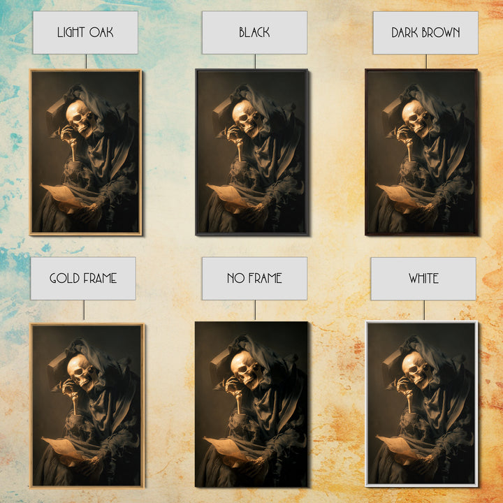 The Talking Skull, Gothic Nightmare Art, Vertical Wall Art, Dark Halloween Decor, Framed Canvas Print, Halloween Wall Art