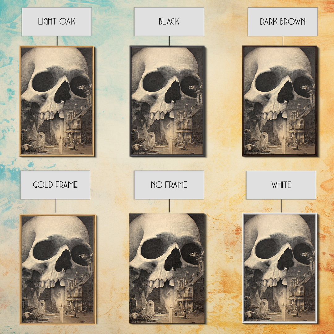 The Talking Skull, Victorian Macabre Art, Vertical Wall Art, Dark Fantasy Wall Art, Framed Canvas Print, Halloween Wall Art