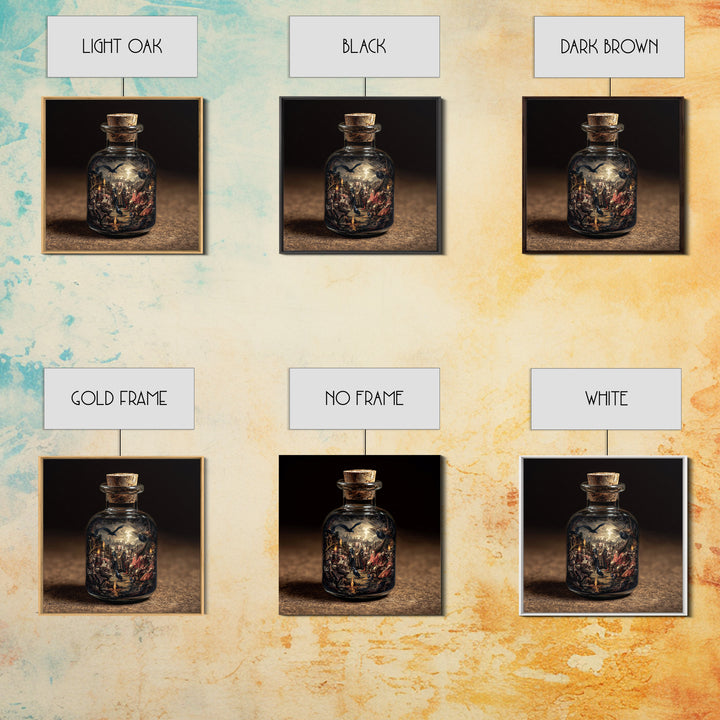 The Bottled Ghost, Danse Macabre Art, Square Wall Art, Gothic Horror Wall Art, Canvas Print, Halloween Wall Art