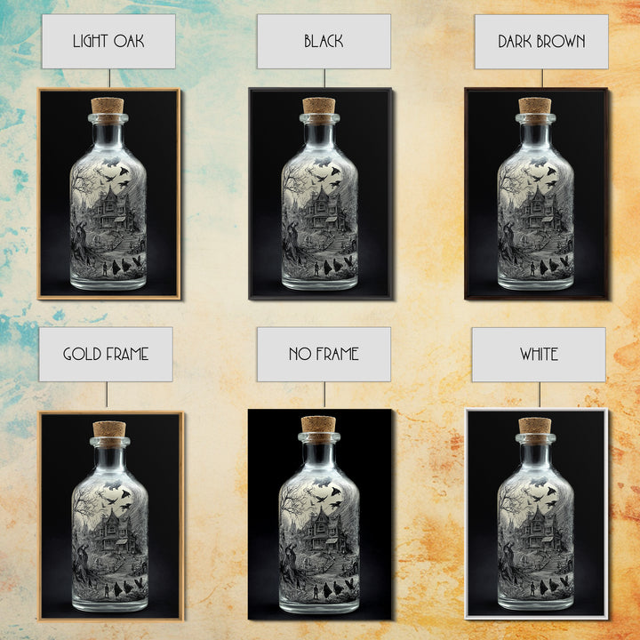 The Bottled Ghost, Victorian Macabre Art, Vertical Wall Art, Dark Halloween Decor, Framed Canvas Print, Halloween Wall Art