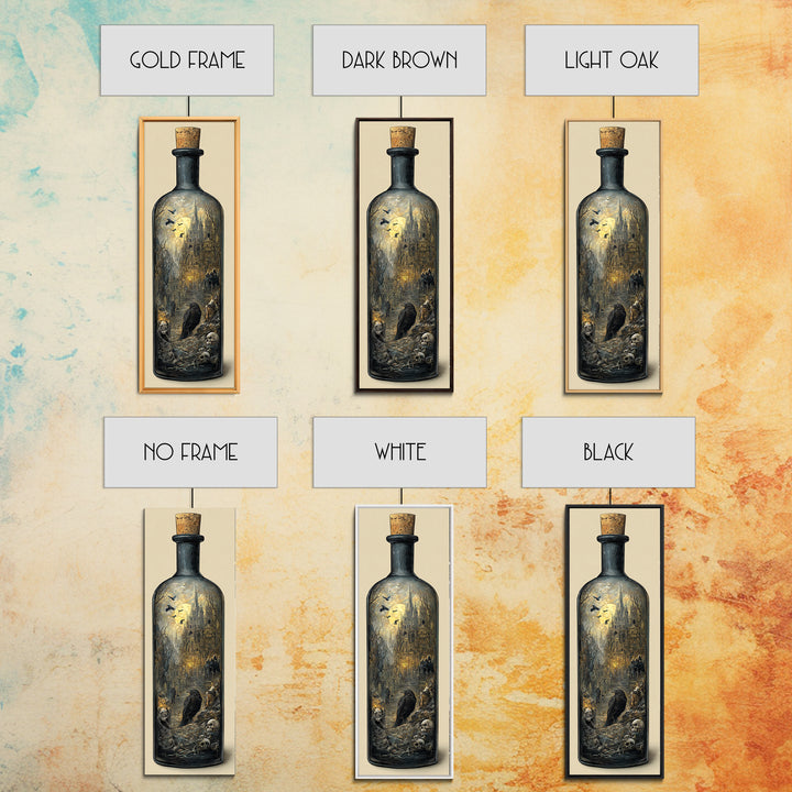 The Bottled Ghost, Surreal Apocalyptic Art, Tall Narrow Wall Art, Gothic Horror Wall Art, Framed Canvas Print, Halloween Wall Art