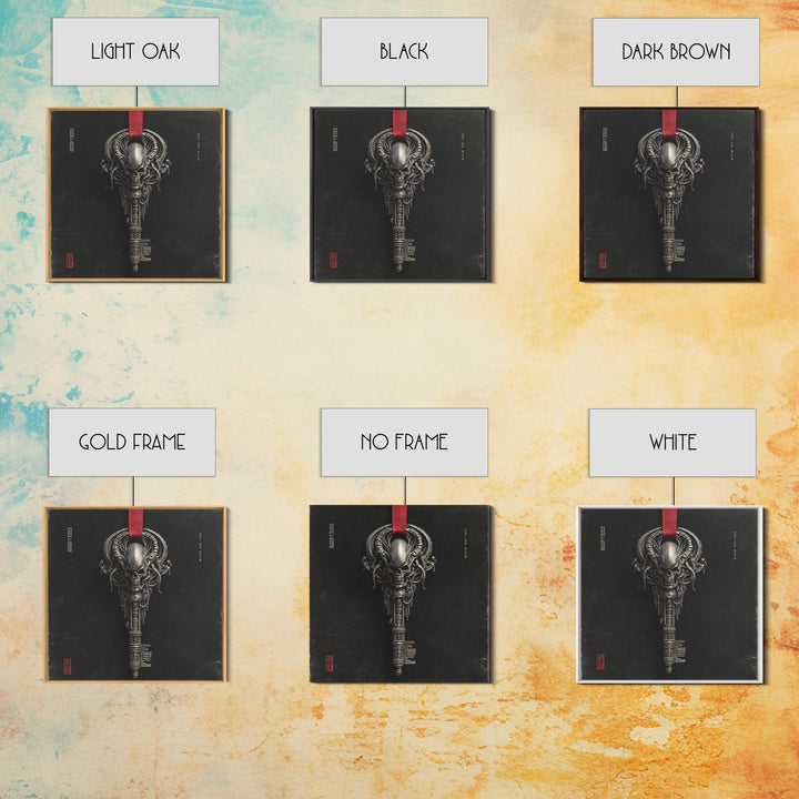 The Coffin Key, Biomechanical Horror Art, Square Wall Art, Dark Halloween Decor, Framed Canvas Print, Halloween Wall Art, Gothic Home Decor