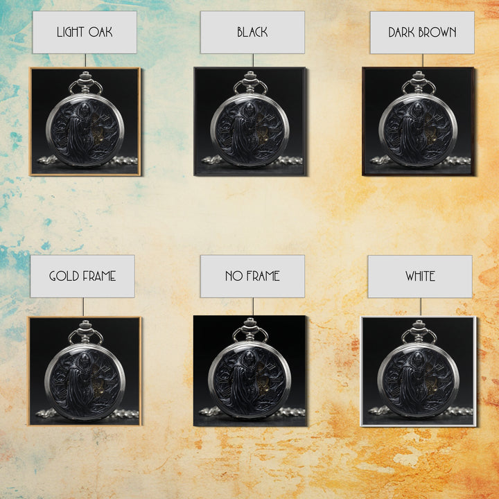 The Cursed Pocket Watch, Biomechanical Horror Art, Square Wall Art, Macabre Wall Art, Canvas Print, Halloween Wall Art, Horror Wall Art