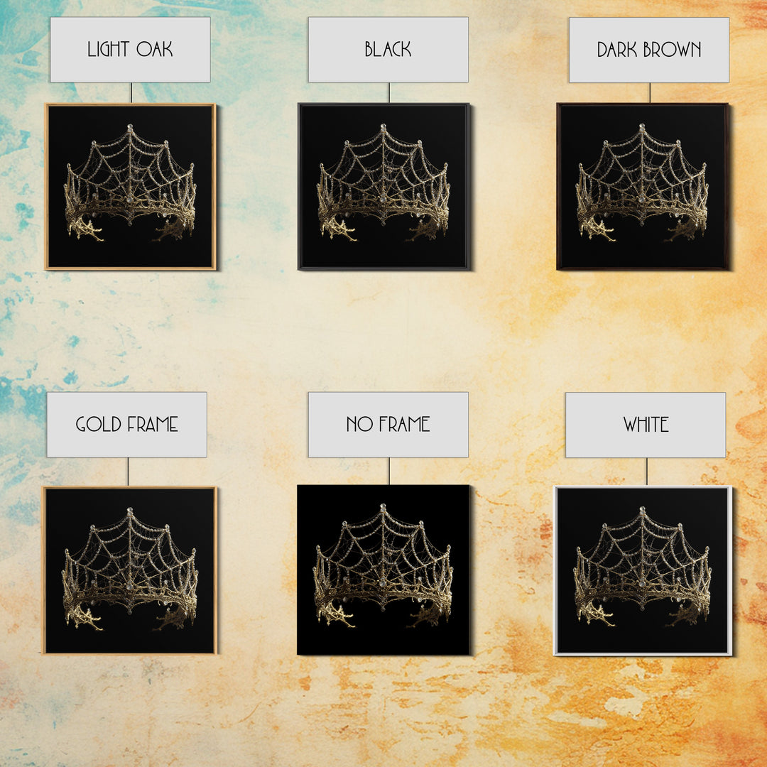 The Spiderweb Crown, Ornate Symbolist Art, Square Wall Art, Dark Fantasy Wall Art, Canvas Print, Halloween Wall Art, Horror Wall Art