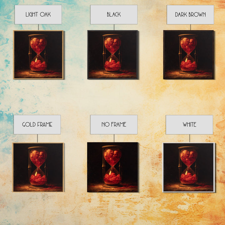 The Crimson Hourglass, Dark Renaissance Art, Square Wall Art, Dark Fantasy Wall Art, Framed Canvas Print, Halloween Wall Art