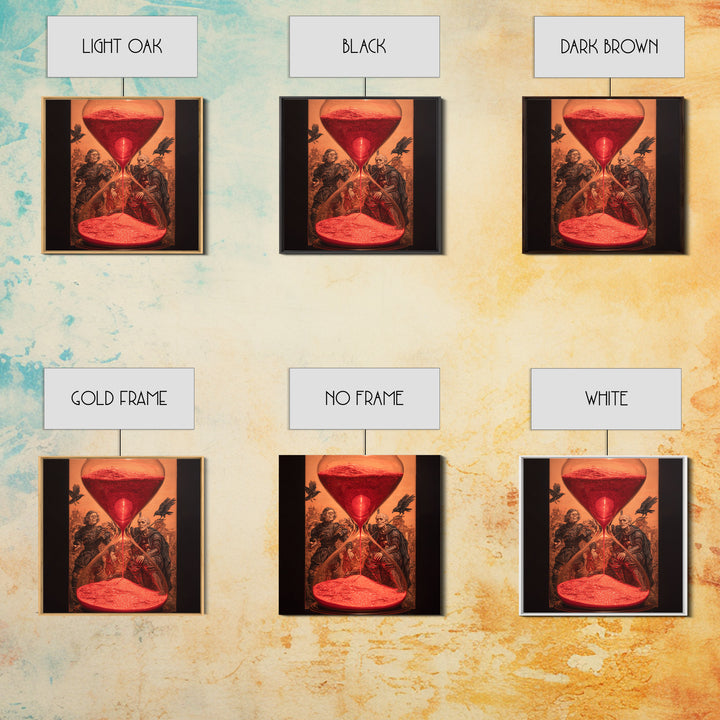 The Crimson Hourglass, Danse Macabre Art, Square Wall Art, Dark Fantasy Wall Art, Framed Canvas Print, Dark Fantasy Art