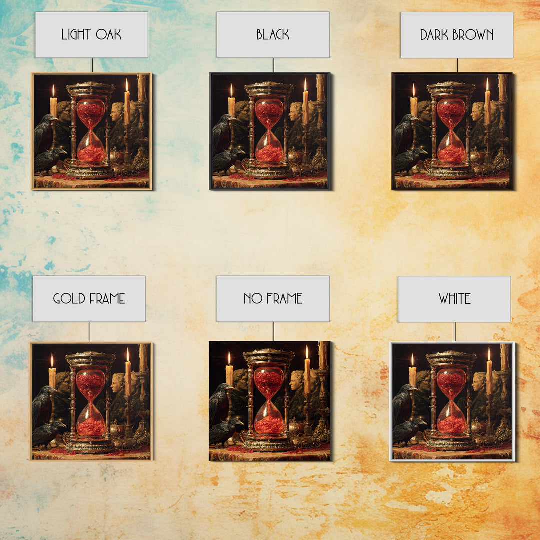 The Crimson Hourglass, Ornate Symbolist Art, Square Wall Art, Macabre Wall Art, Framed Canvas Print, Halloween Wall Art