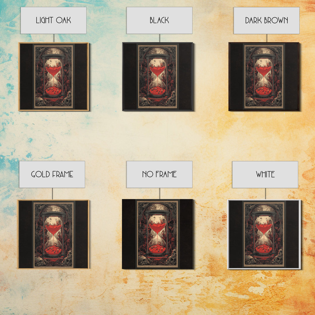 The Crimson Hourglass, Decadent Gothic Art, Square Wall Art, Dark Halloween Decor, Framed Canvas Print, Halloween Wall Art