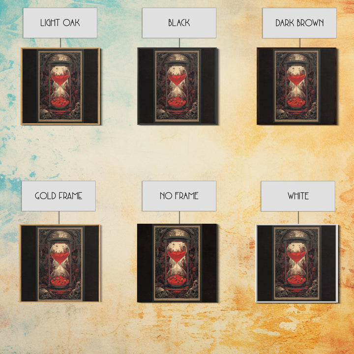 The Crimson Hourglass, Decadent Gothic Art, Square Wall Art, Dark Halloween Decor, Framed Canvas Print, Halloween Wall Art