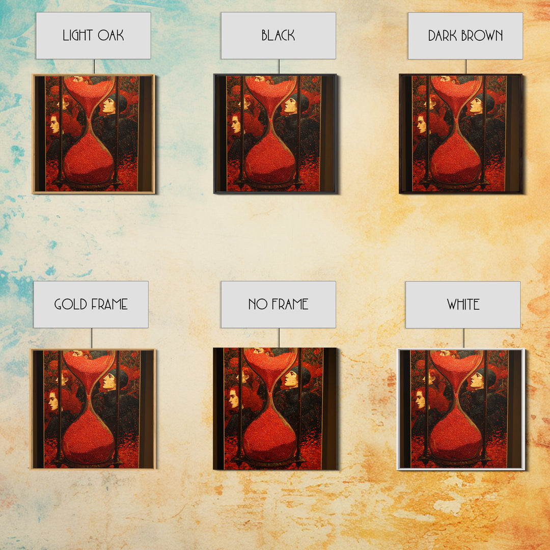 The Crimson Hourglass, Stained Glass Gothic Art, Square Wall Art, Dark Halloween Decor, Framed Canvas Print, Halloween Wall Art