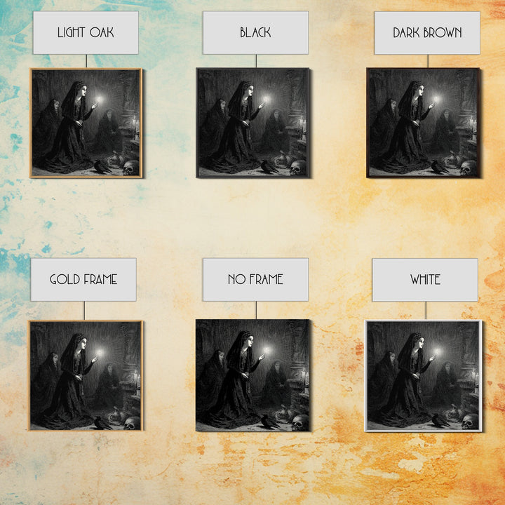 Victorian Mourning Halloween, Gothic Engraving Art, Square Wall Art, Dark Fantasy Wall Art, Canvas Print, Halloween Wall Art
