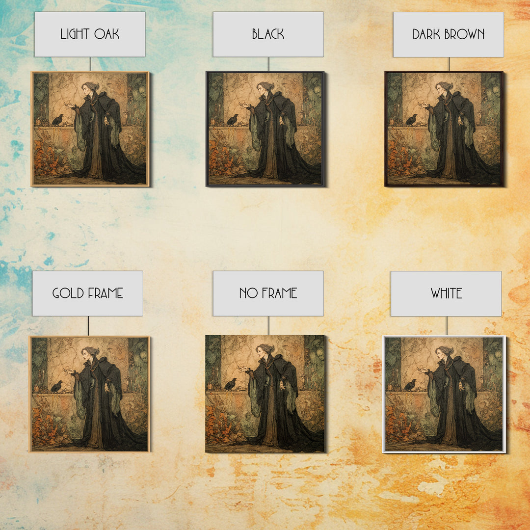 Victorian Mourning Halloween, Gothic Storybook Art, Square Wall Art, Gothic Horror Wall Art, Framed Canvas Print, Halloween Wall Art