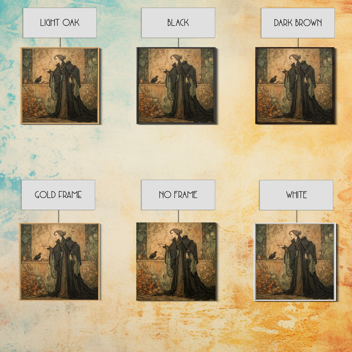 Victorian Mourning Halloween, Gothic Storybook Art, Square Wall Art, Gothic Horror Wall Art, Framed Canvas Print, Halloween Wall Art