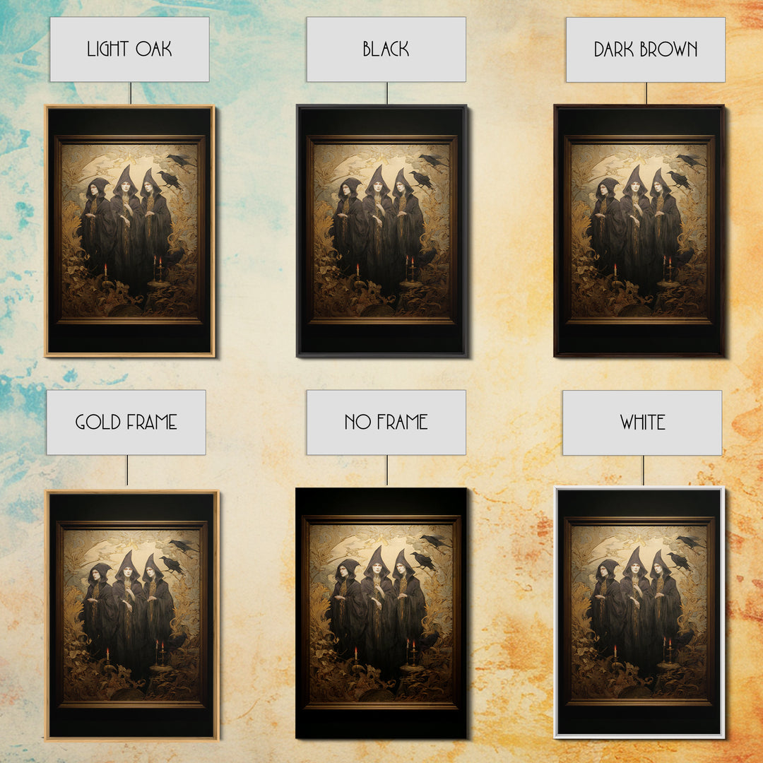 Art Nouveau Witchcraft, Dark Romantic Horror Art, Vertical Wall Art, Macabre Wall Art, Canvas Print, Halloween Wall Art