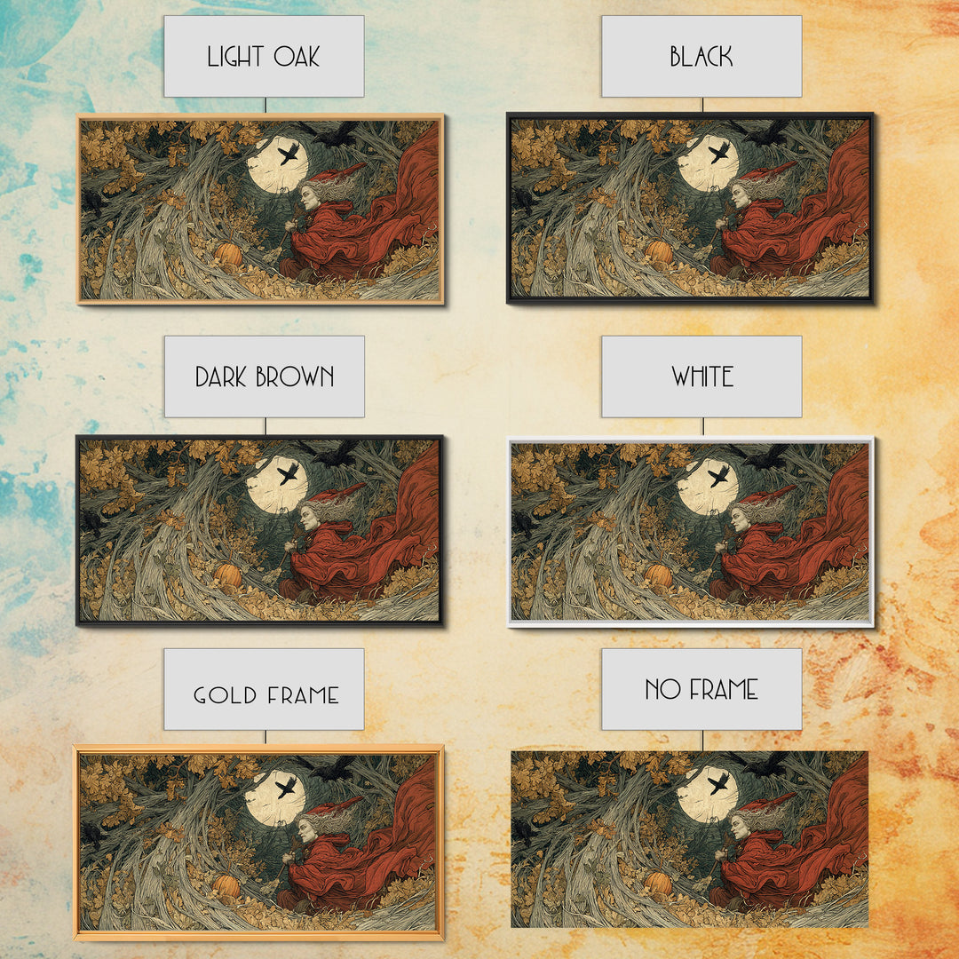 Occult Harvest Festival, Gothic Storybook Art, Wide Panoramic Art, Dark Halloween Decor, Canvas Print, Halloween Wall Art